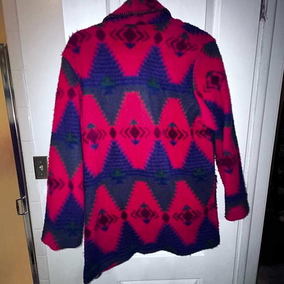 VTG Jeans Wear Native Aztec Women's Blazer Jacket Red Multicolor s Oversized - Picture 2 of 5